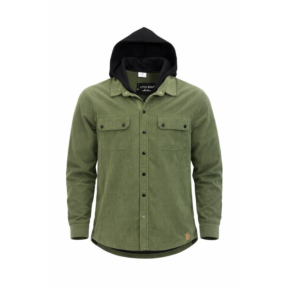 Little Bipsy Corduroy Hooded Shirt Jacket Olive Green Women’s Medium NWT